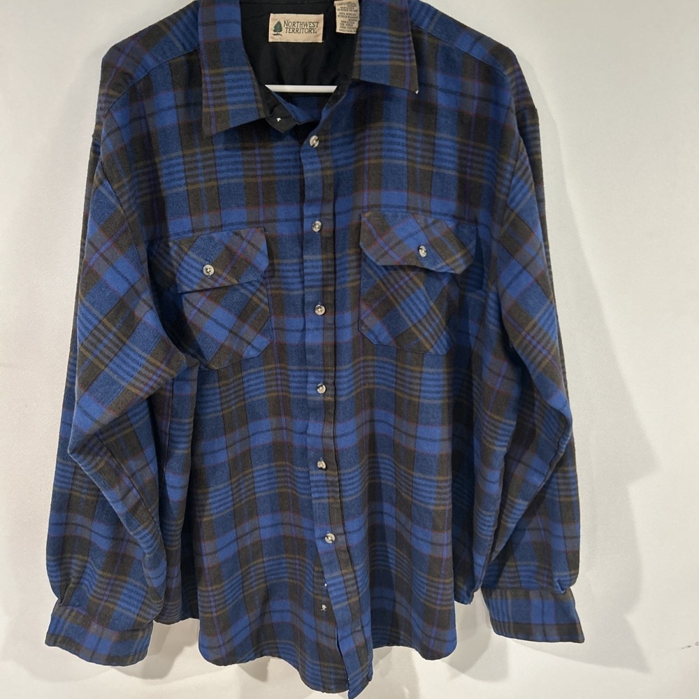 Northwest Territory Vintage Mens Ex Large Flannel Blue Plaid